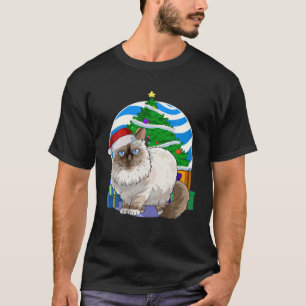 T-shirt Birman Chat Cute Père Noël Noël Arbre Décor Cadeau