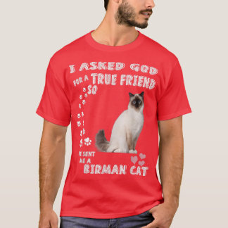 T-shirt Birman Kitten Saying Maman Papa Costume, Cute Sacr