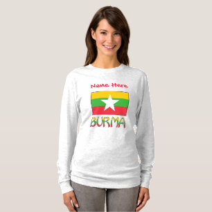 T-shirt Birmanie Myanmar Drapeau Rouge Femmes Personnalisé