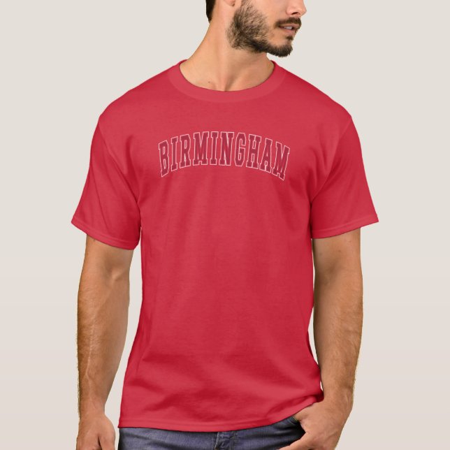 T-shirt Birmingham Alabama Souvenir College Style Red Text (Devant)