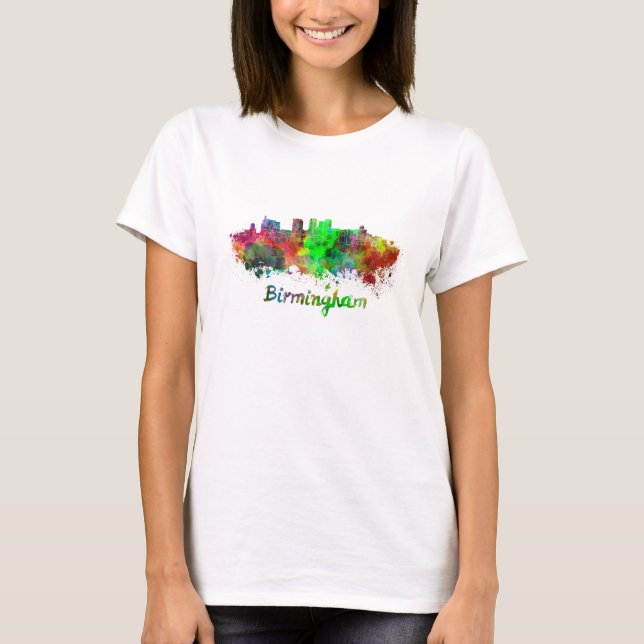 T-shirt Birmingham skyline in watercolor (Devant)