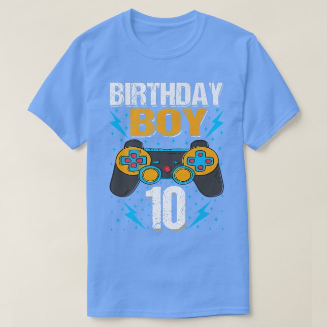 T-shirt Birthday Boy 10 Video Game Controller 10e B (Design devant)