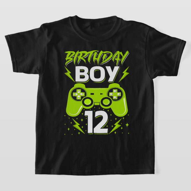 T-shirt Birthday Boy 12 Video Game Controller 12e B (Poser)