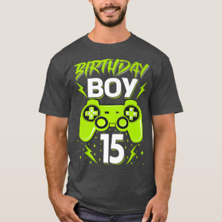 T-shirt Birthday Boy 15 Video Game Controller Gamer 15th B