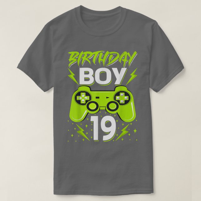 T-shirt Birthday Boy 19 Contrôleur de jeu vidéo Gamer 19th (Design devant)
