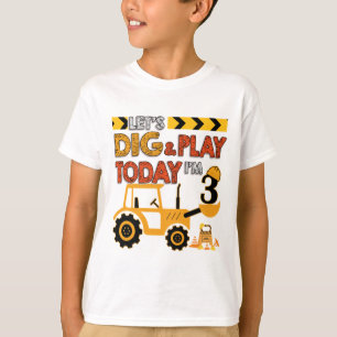 T-shirt Birthday Boy 3 Construction 3e Anniversaire Excava