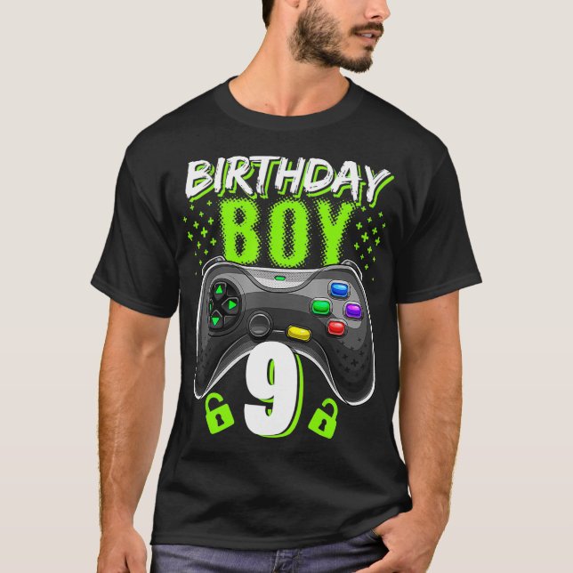 T-shirt Birthday Boy 9 Video Game Controller Gamer 9th Bir (Devant)
