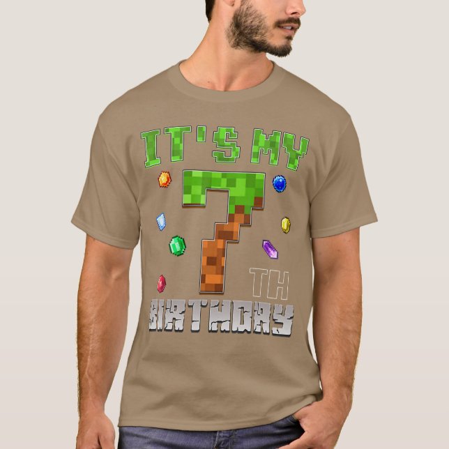 T-shirt Birthday Boy Its My 7th Birthday Video Game Piel f (Devant)