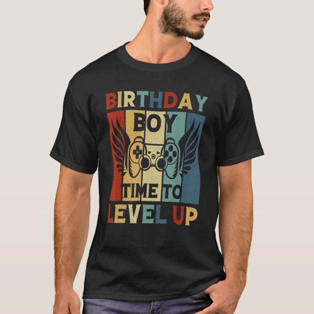T-shirt Birthday Boy Time to Level Up Video Game Birthday  (Devant)