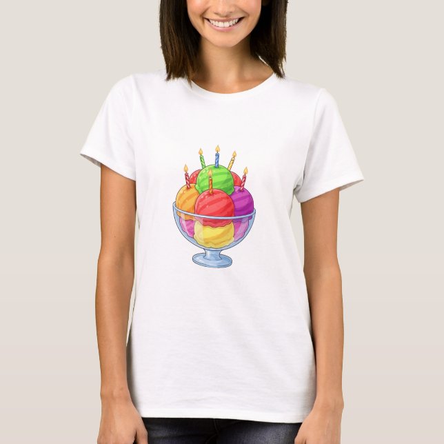 T-shirt Birthday Ice Cream Sundae (Devant)