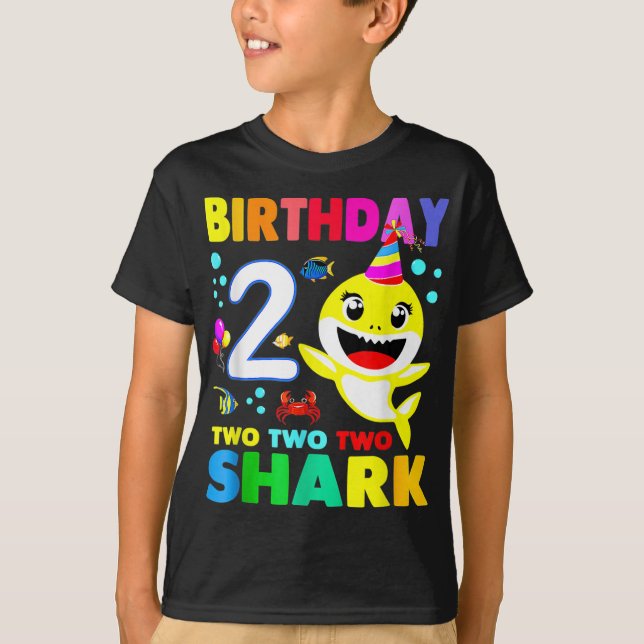 T-shirt Birthday Kids Shark Shirt 2 years old 2nd Shirt (Devant)