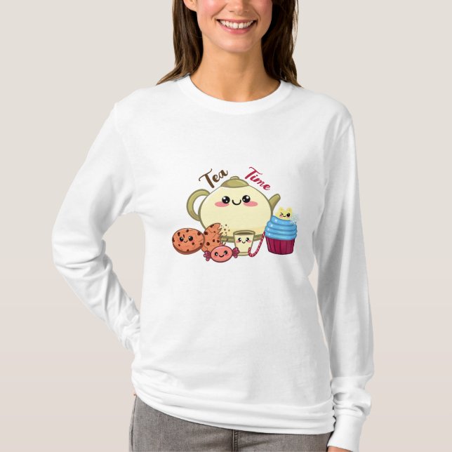 T-shirt biscuits kawaii et thé chaud (Devant)
