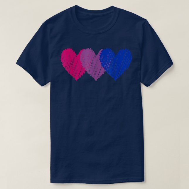 T-shirt Biseual Flag Hearts Love  LGBT Bi Pride  (Design devant)