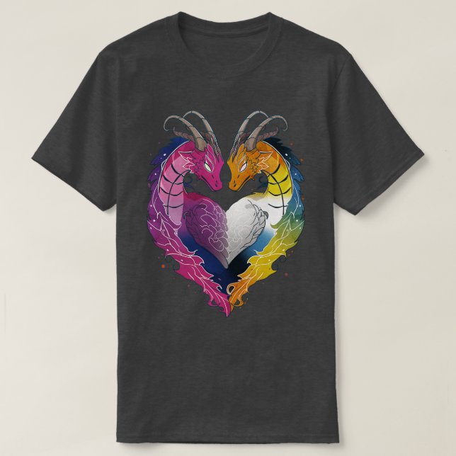 T-shirt Bisexual Aroace Dragons LGBT Pride Drapeau (Design devant)