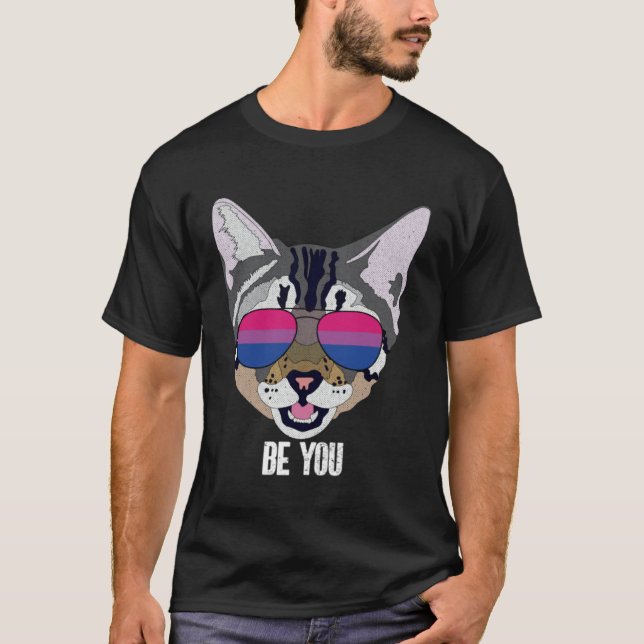 T-shirt Bisexual Be You Bi Pride Cat (Devant)