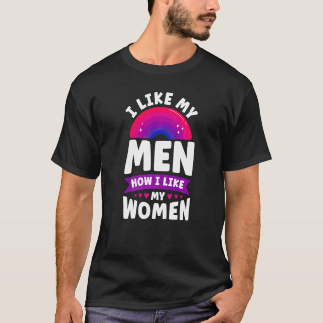 T-shirt Bisexual Bi Fierté Drapeau J'Aime Mes Hommes Comme (Devant)