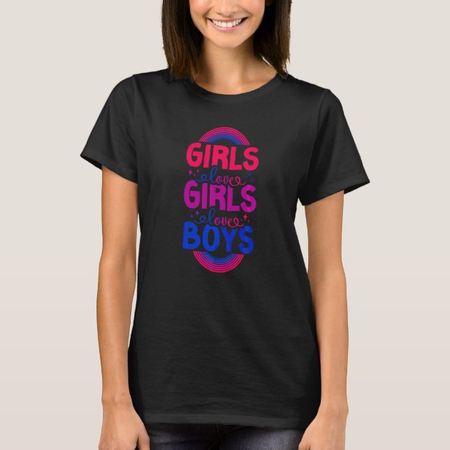 T-shirt Bisexual Bi Pride Drapeau Filles Amour Filles Aime (Devant)