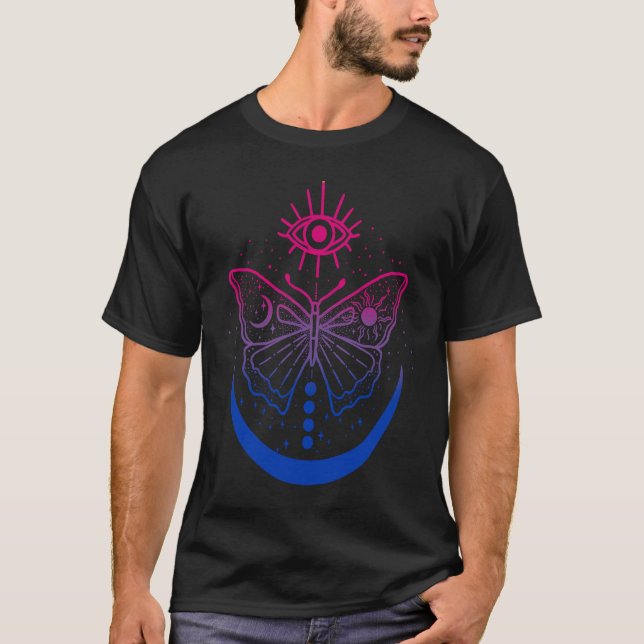 T-shirt Bisexual Bi Pride Moon and Butterfly LGBTQ LGBT Ga (Devant)