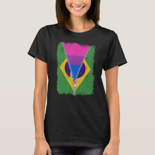 T-shirt Bisexual Brésil Drapeau Zip Brésil Lgbt Pride brés