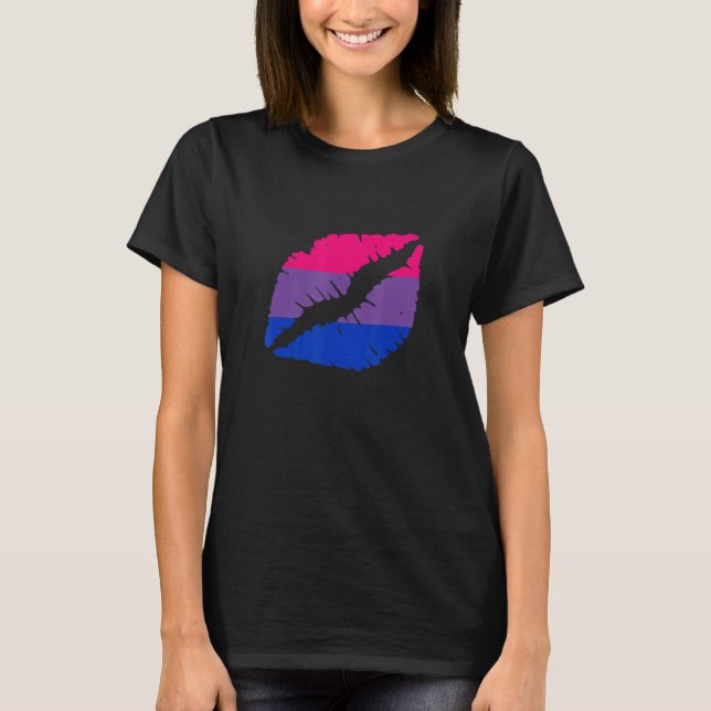 T-shirt Bisexual Flag Lips LGBTQ Bisexual Pride Bi Pride B (Devant)