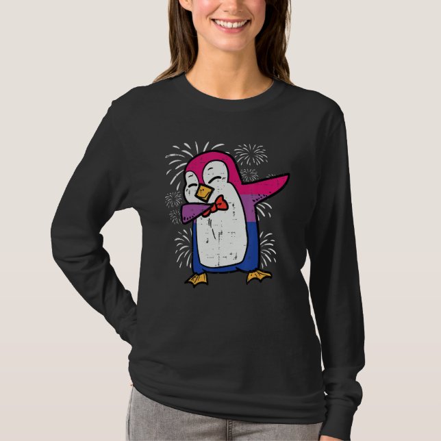T-shirt Bisexual Penguin Dab Bi Flag Pride Month Lgbt Men  (Devant)