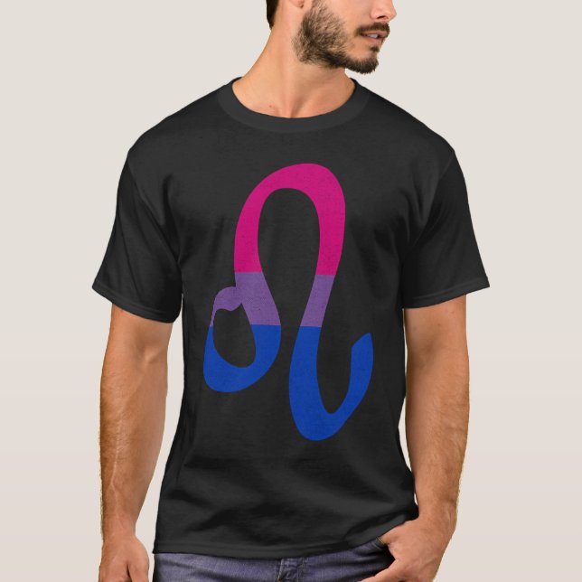 T-shirt Bisexual Pride Flag Leo Zodiac Sign (Devant)