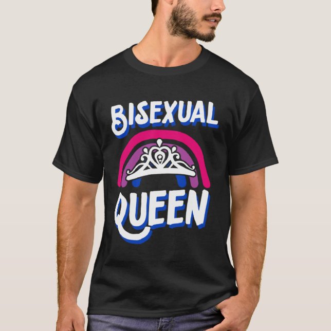 T-shirt Bisexual Queen Minimalist Bisexual Pride Flag Rain (Devant)