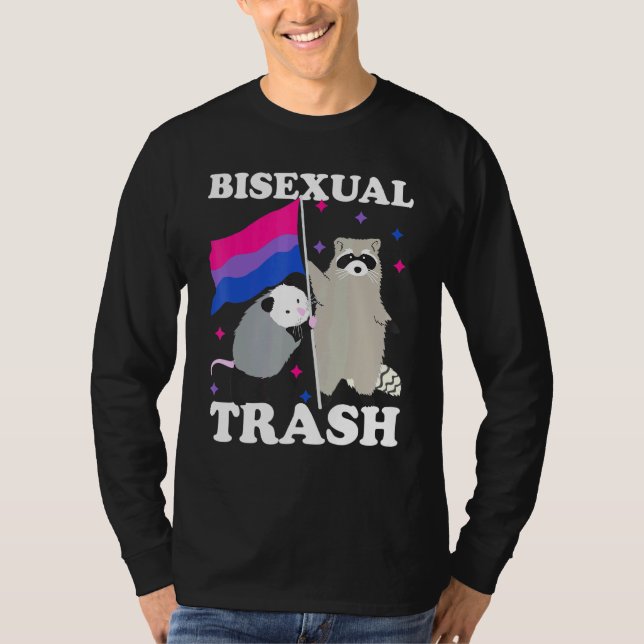 T-shirt Bisexual Trash Gay pride Rainbow Lgbt Raccoon Poss (Devant)