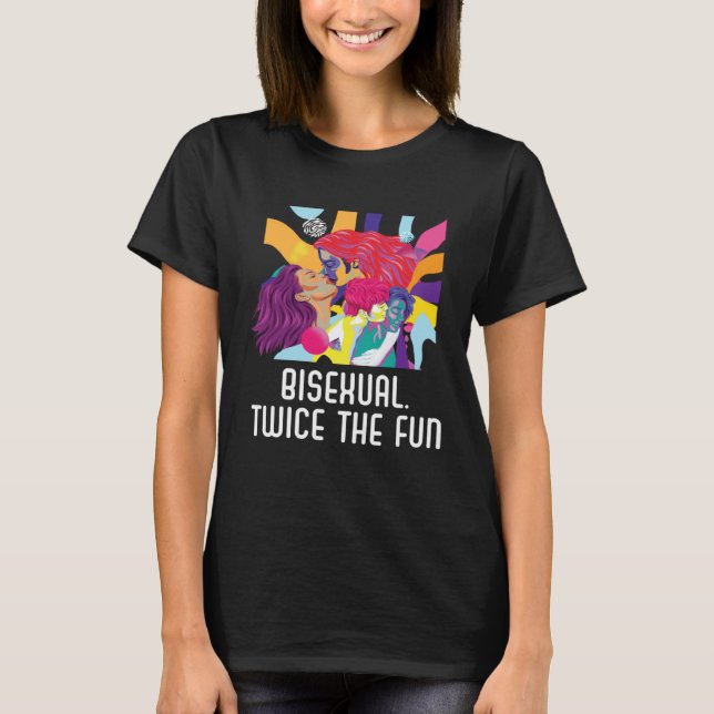T-shirt Bisexual Twice The Fun Rainbow Pride Bisexuality L (Devant)