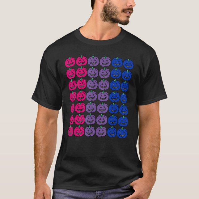 T-shirt Bisexuel Halloween Citrouille Lgbtq Pour Gay Bi Ha (Devant)