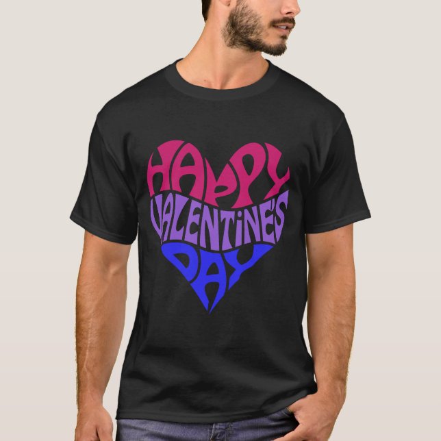 T-shirt Bisexuel Saint Valentin Bi Pride LGBTQ LGBT Heart (Devant)