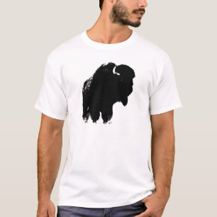 T-shirt Bison de bison noir et blanc Pop Art
