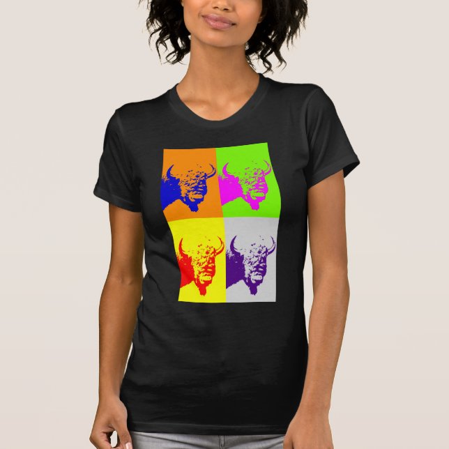T-shirt Bison de Buffalo Art Pop de 4 couleurs (Devant)