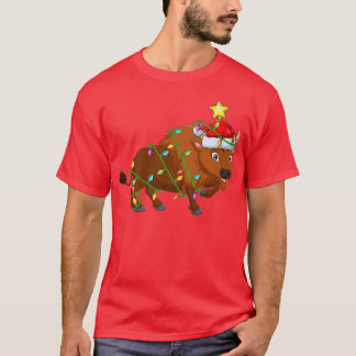T-shirt Bison Éclairage Xmas Arbre Correspondance Bison No