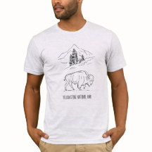 T-shirt Bison minimaliste dans un paysage de monta