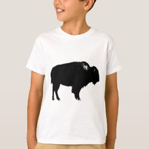 T-shirt Bison noir et blanc Silhouette Pop Art