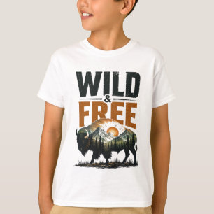 T-shirt Bison sauvage et libre de la montagne Wilderness O