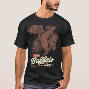 T-shirt Bison volant J'aime Buffalo ailes Hot Wings