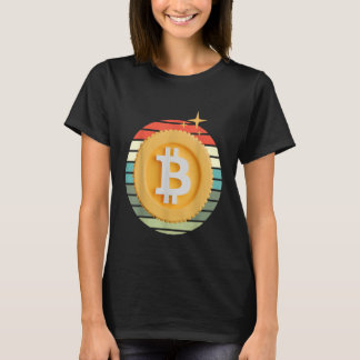 T-shirt Bitcoin BTC Crypto Cryptodevise Retro Sunset Inv