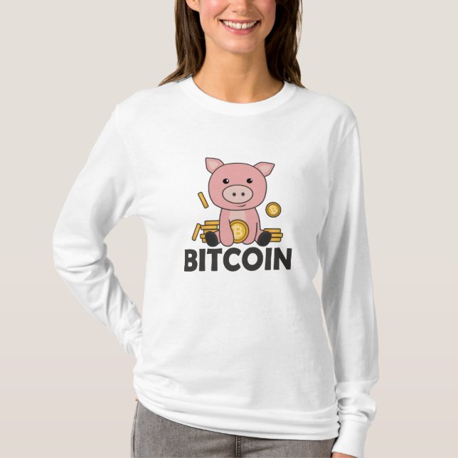T-shirt Bitcoin Piggy Bank Hodins tenir des pièces numériq (Devant)