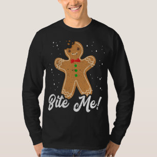 T-shirt Bite Me Funny Gingerbread Homme Christmas Holiday
