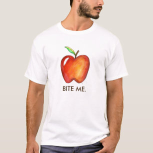T-shirt BITE ME Red Delicious Apple Funny Fruit Fooit