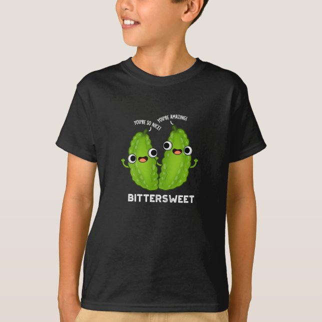 T-shirt Bittersweet Funny Bitter Gourd Pun Dark BG (Devant)