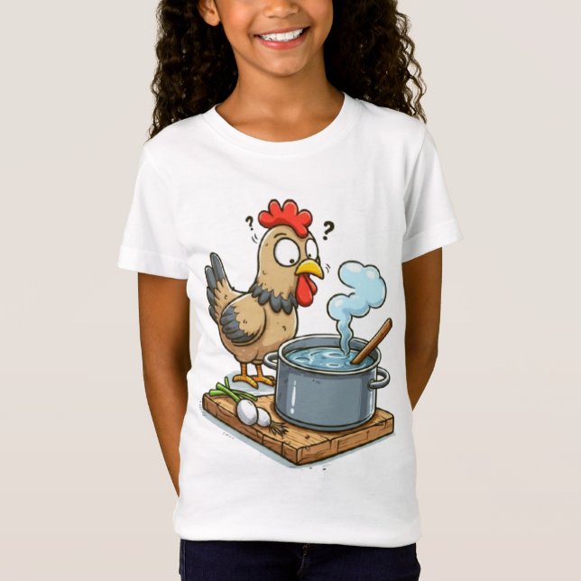 T-Shirt Bizarre de poulet à la Cuisine - Hen Making Soup (Devant)