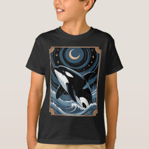 T-shirt Bizarre D'Orca Sur Une Carte Tarot Nig