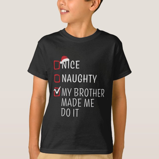 T-shirt Bizarre Naughty Nice Noël Famille Pajama Hommes Fe (Devant)