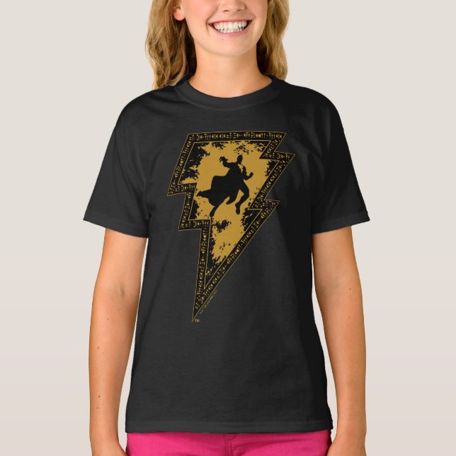 T-shirt Black Adam Distressed Lightning Bolt Graphic (Devant)