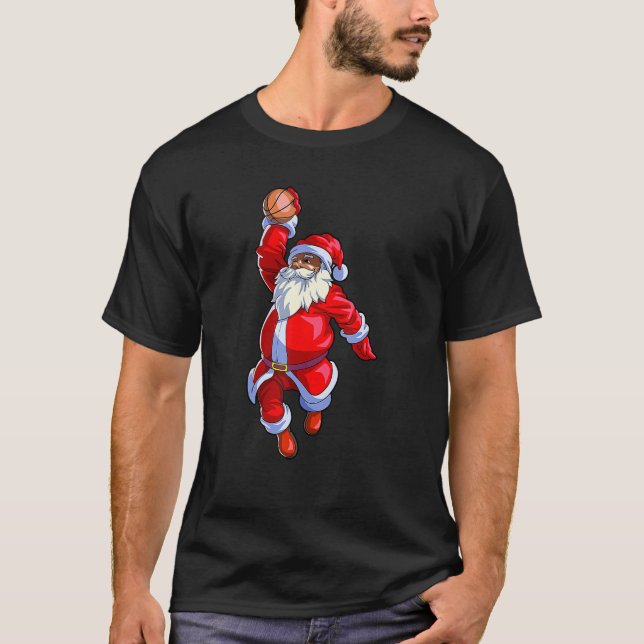 T-shirt Black African American Santa Claus Basketball afro (Devant)