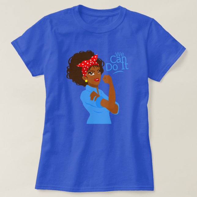 T-shirt black african rosie le riveter on peut le faire (Design devant)