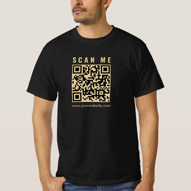 T-shirt Black And Gold Me Business QR Code Mens (Devant)